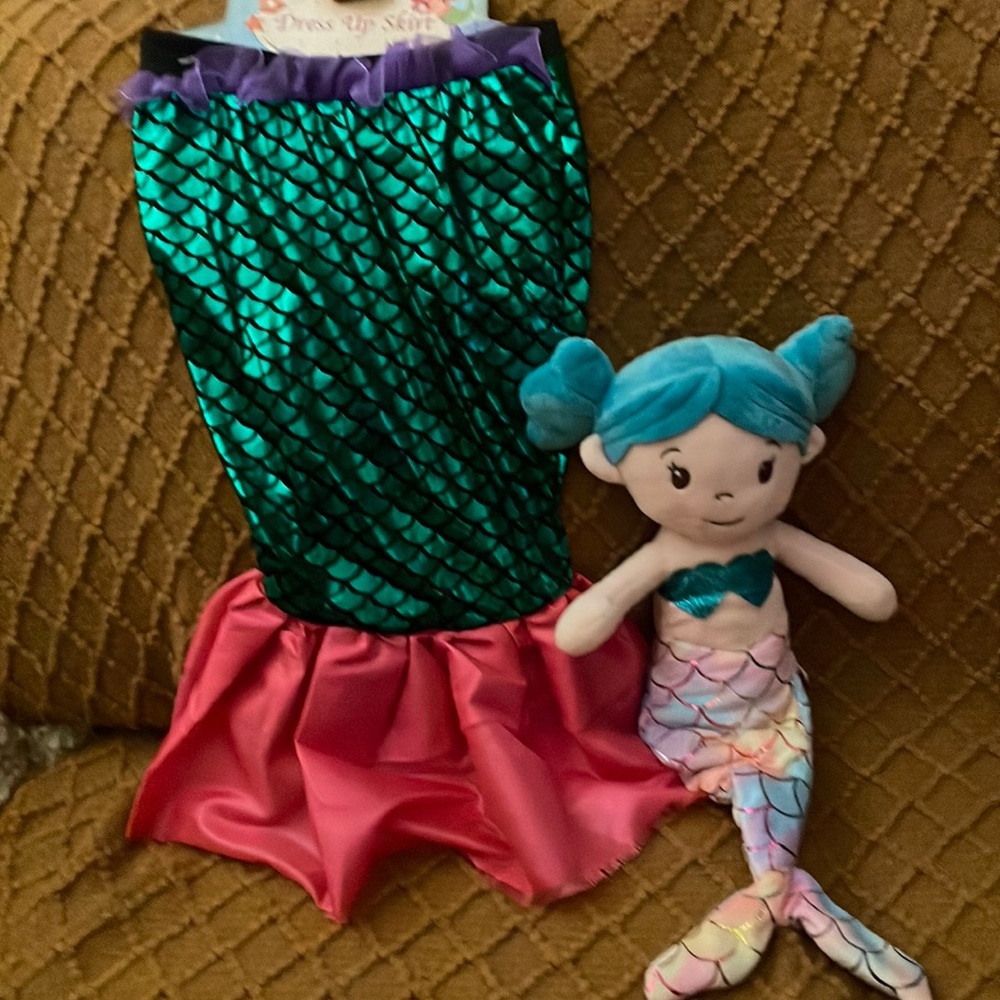 Little Mermaid Skirt 4+ and Pretty Little Mermaid stuffed Doll (not Ariel).